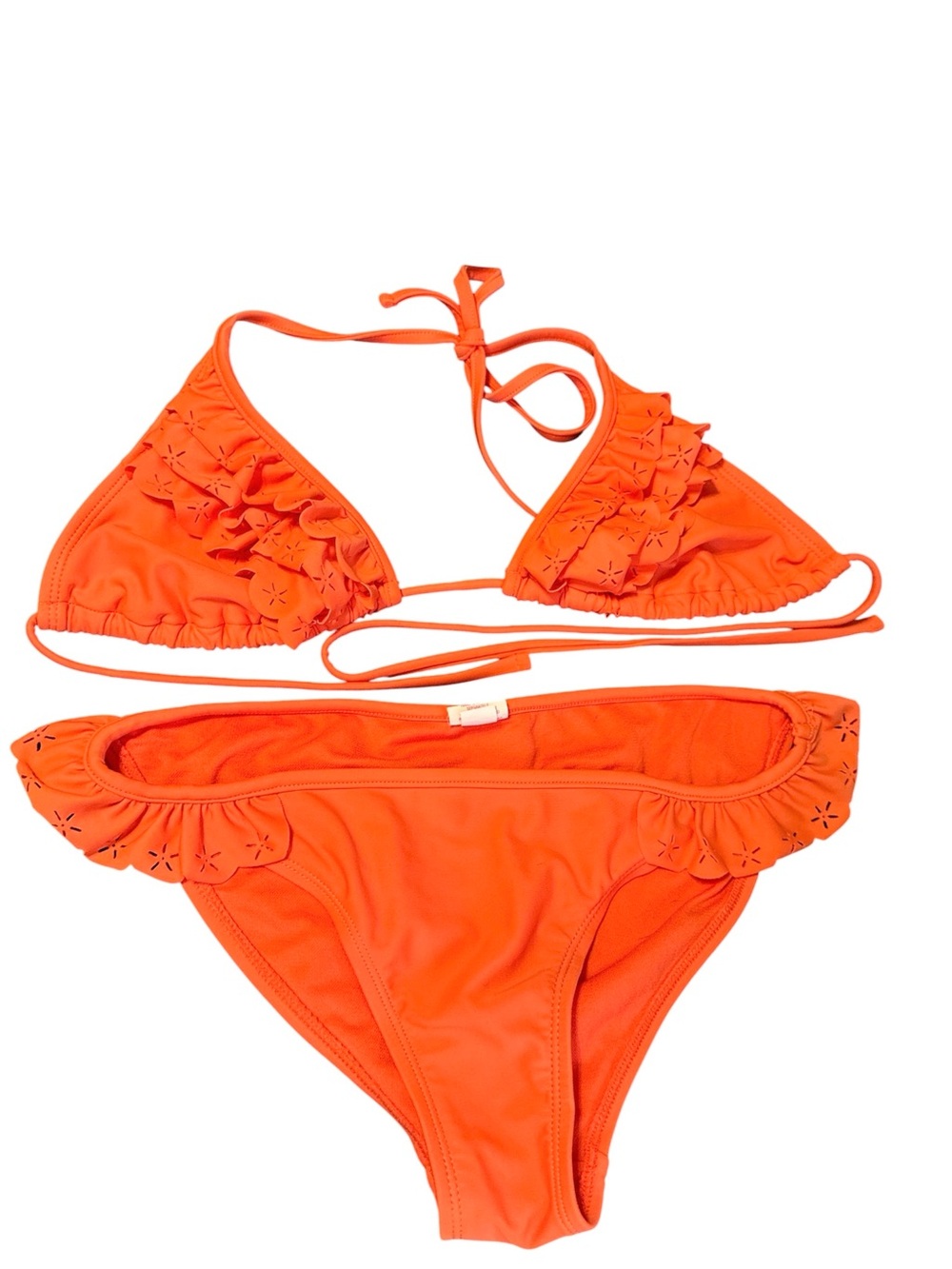 Xhilaration Orange/Peach Ruffle Bikini Set